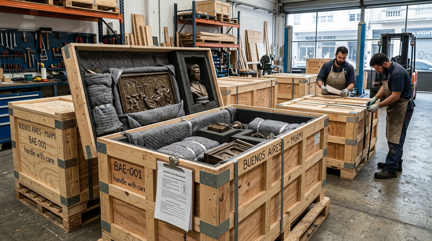 Cajas de embalaje a medida para obras de bronce